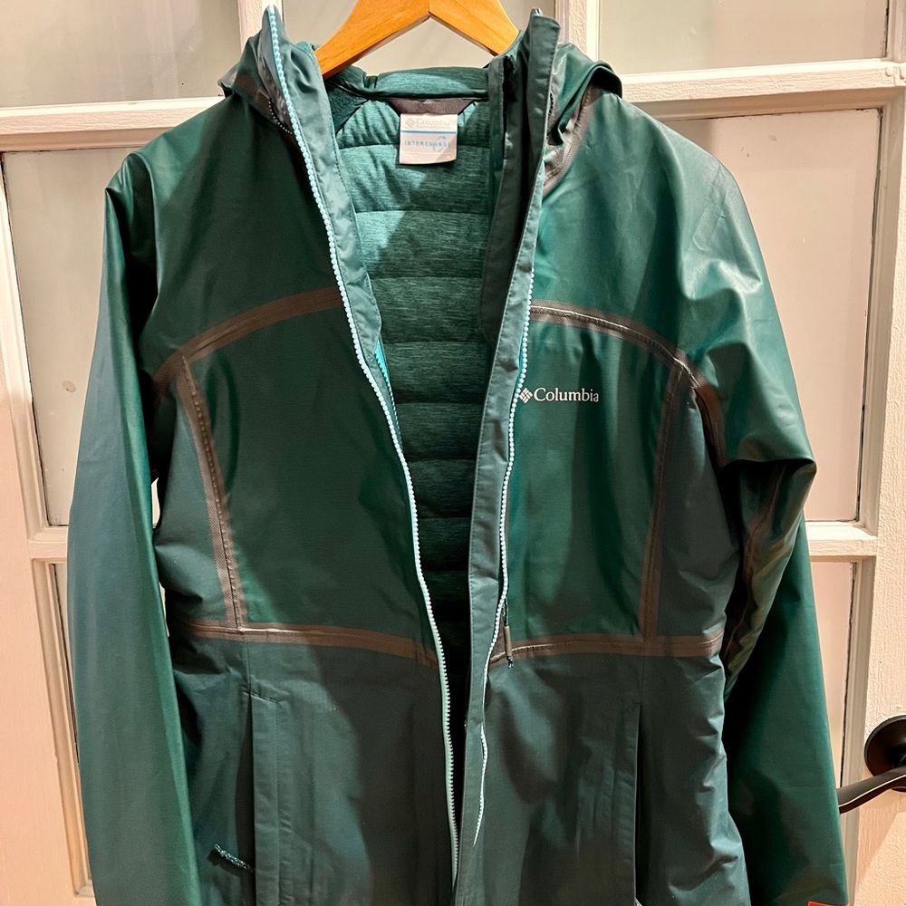 •Columbia• Women's OutDry Rogue Interchange Jacket Green Hooded SZ Small